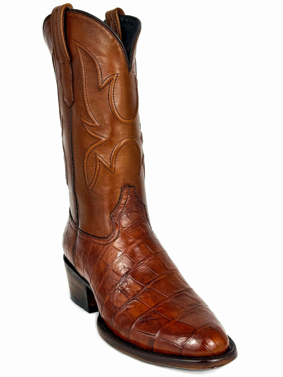 Men's Crocodile Oval Toe Cowboy Boots