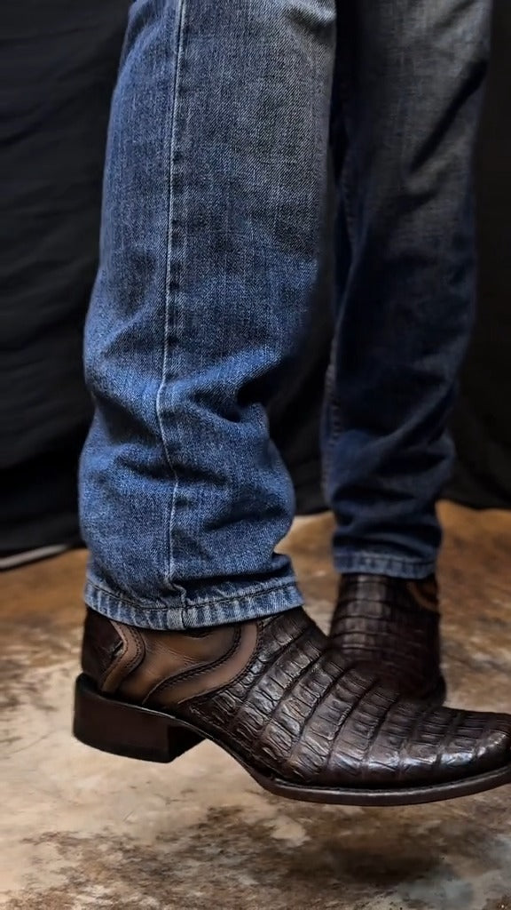 Men's Lettering Crocodile Leather Boots