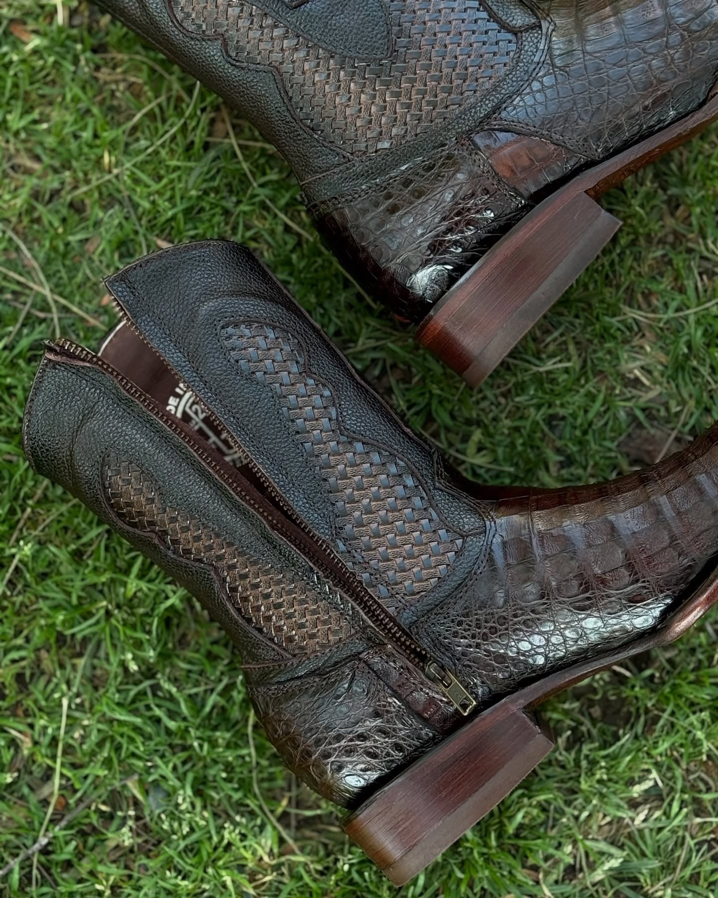 Men's Crocodile Leather Braided Cowboy Boots