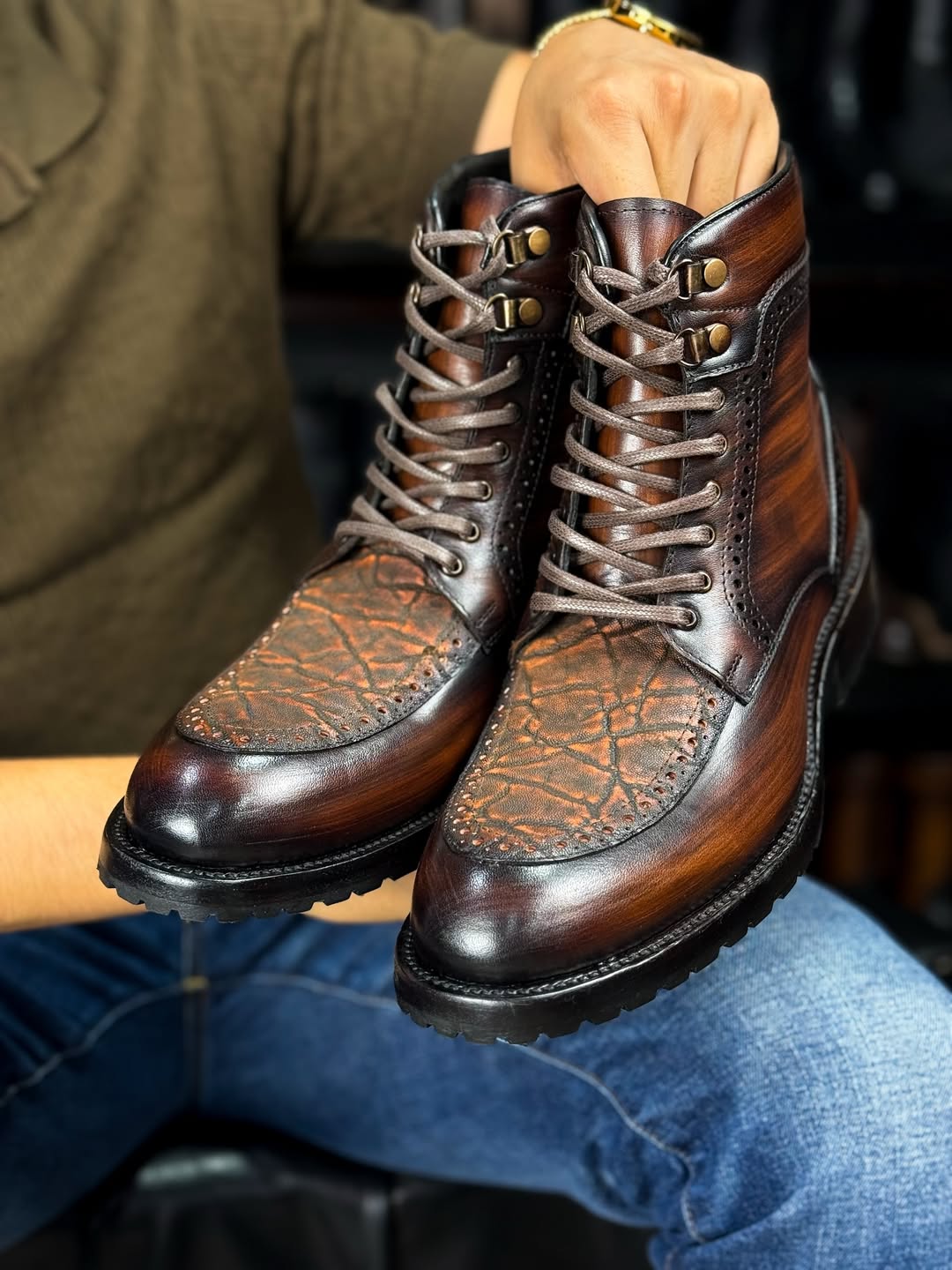 Men's Leather Lace-up Ankle Boots