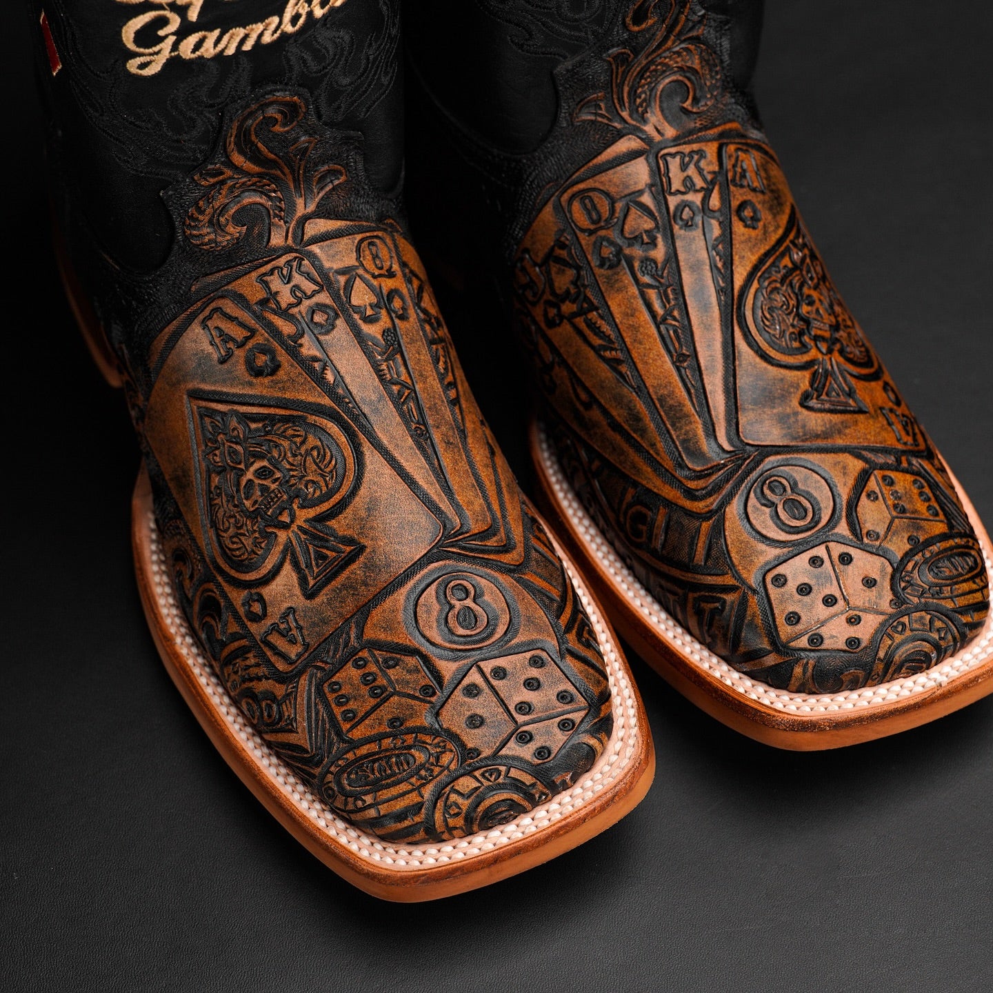 Handmade 3D Embroidered Western Cowboy Boots
