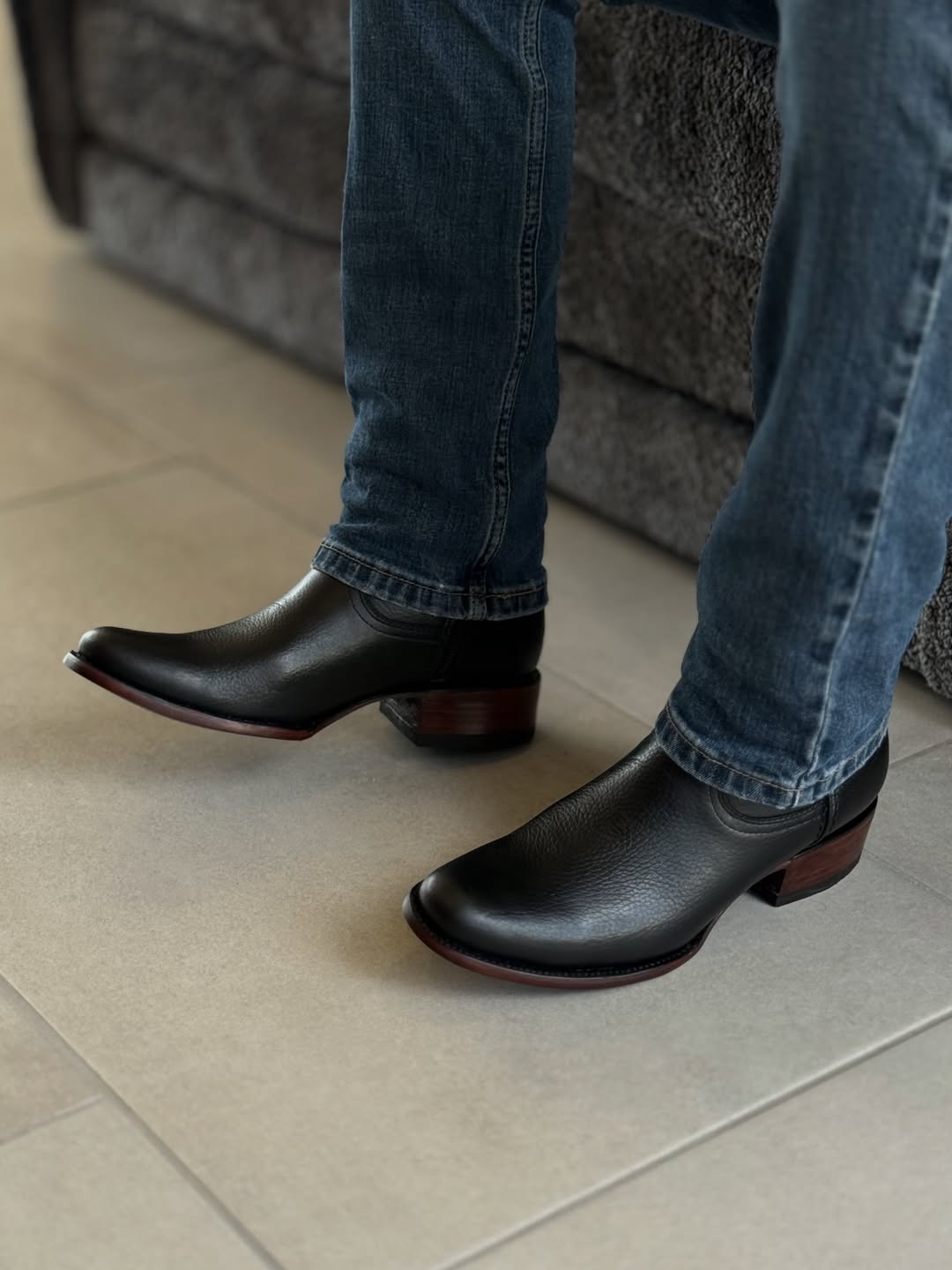 Black Classic Leather Cowboy Boots