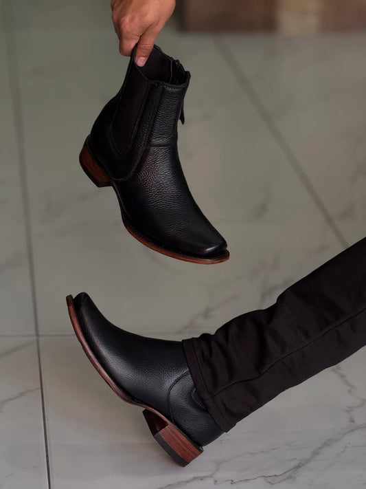 Men's Black Narrow-toe Cowboy Boots