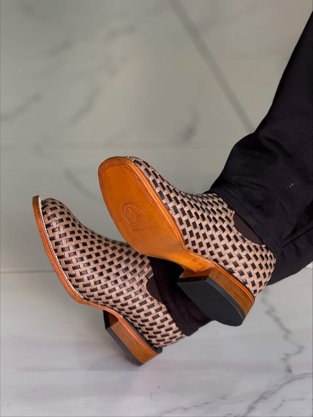 Men's Woven Square Toe Ankle Boots