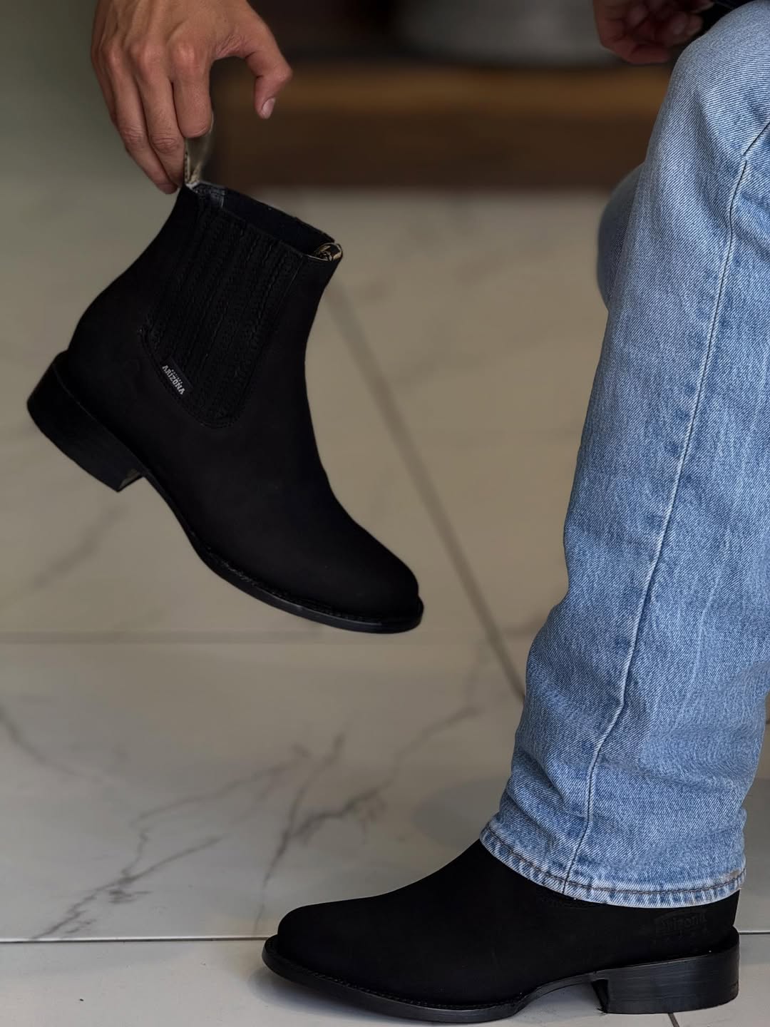 Men's Narrow Square Toe Stretch Ankle Boots