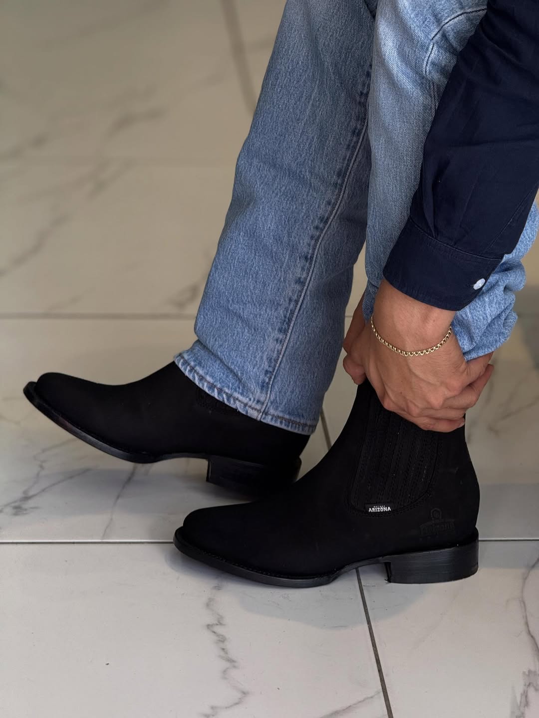 Men's Narrow Square Toe Stretch Ankle Boots