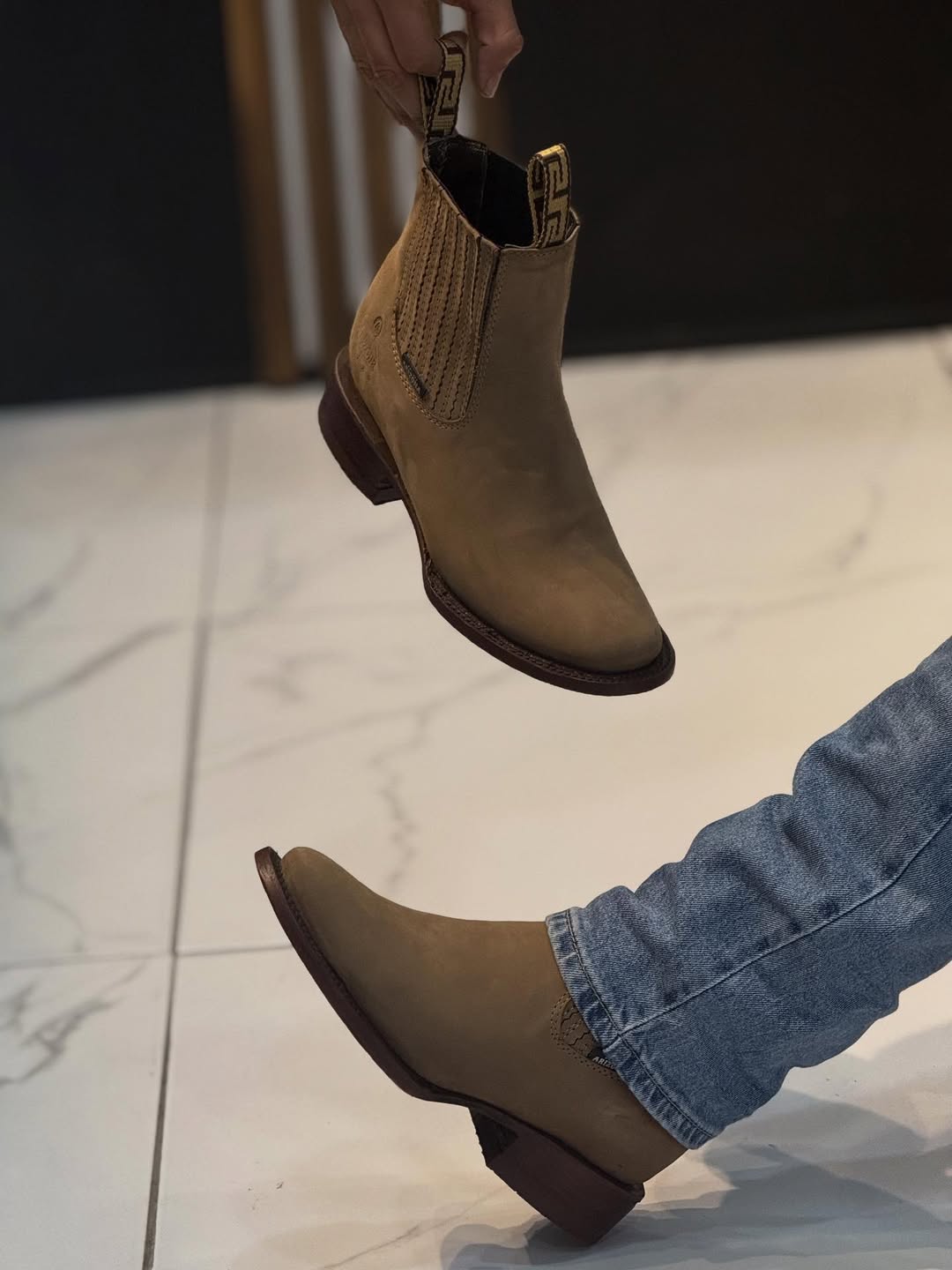 Men's Narrow Square Toe Stretch Ankle Boots