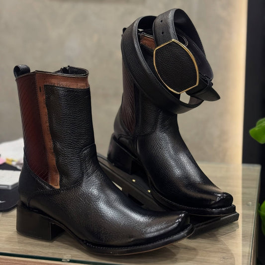 Black Shiny Western Cowboy Boots