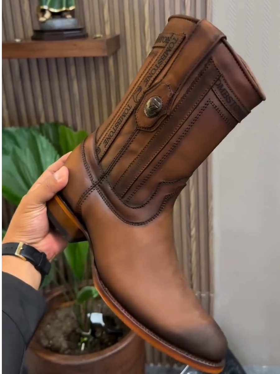 Men's Brown Pointed Toe Western Cowboy Boots
