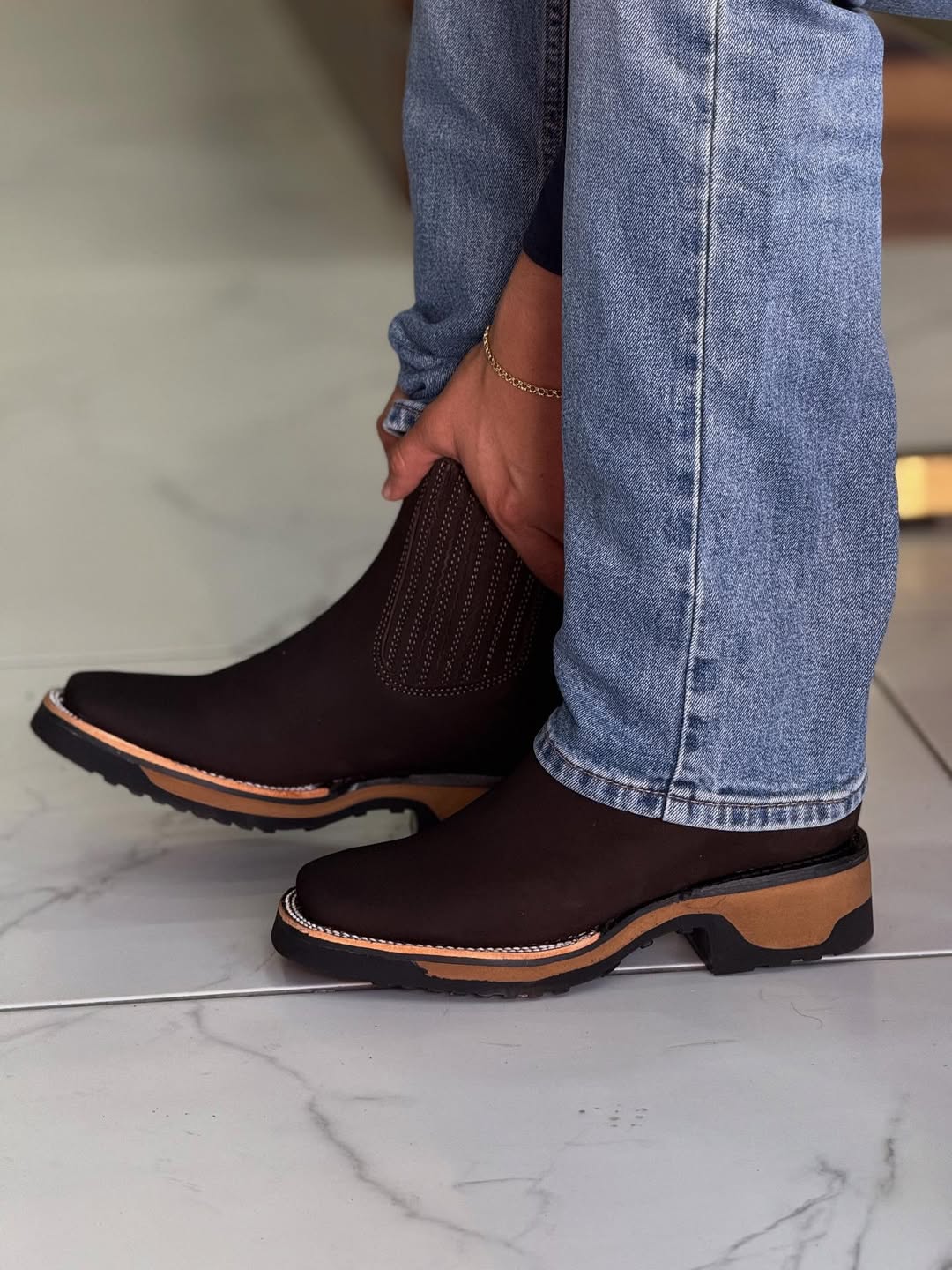 Men's Square Toe Durable Cowboy Boots