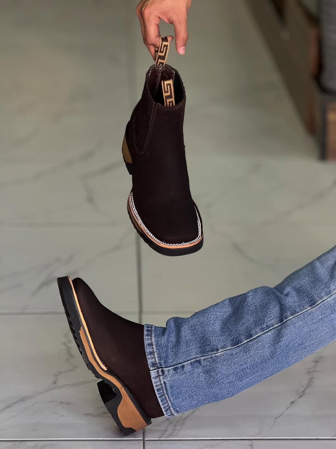 Men's Square Toe Durable Cowboy Boots