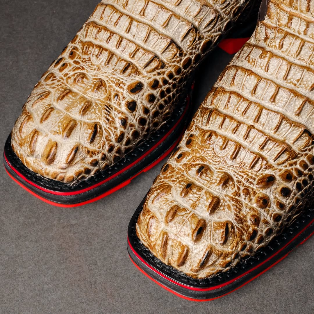 Desert Two-Tone Caiman Neck Boots