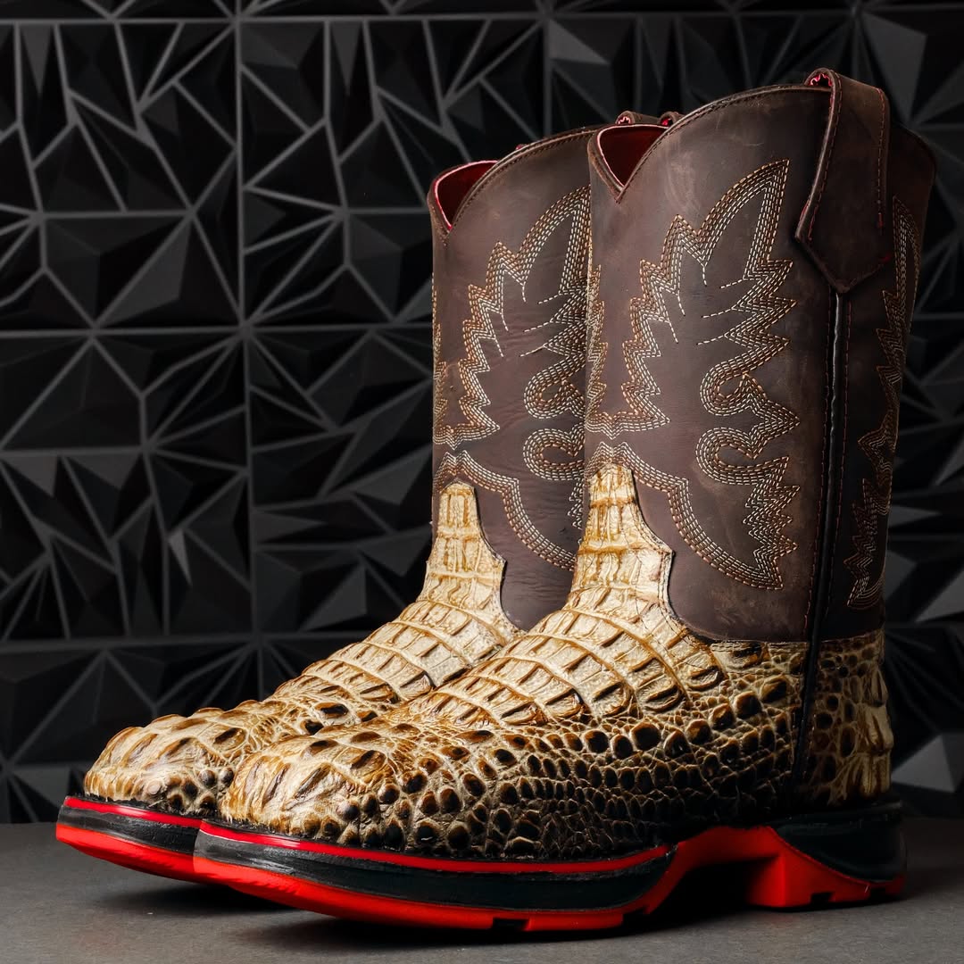Desert Two-Tone Caiman Neck Boots