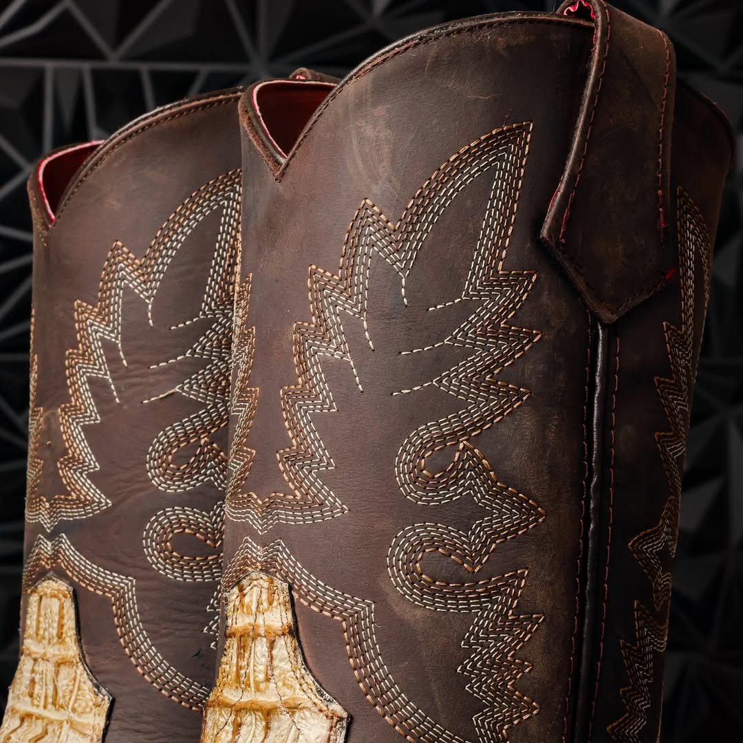 Desert Two-Tone Caiman Neck Boots