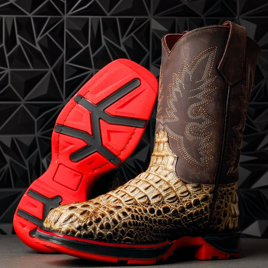 Desert Two-Tone Caiman Neck Boots