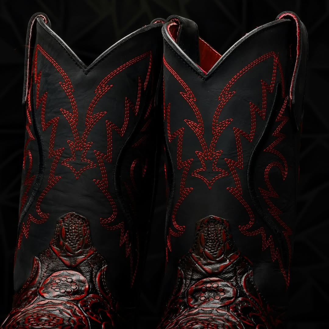 NEW Black Cherry Hand-Tooled Boots