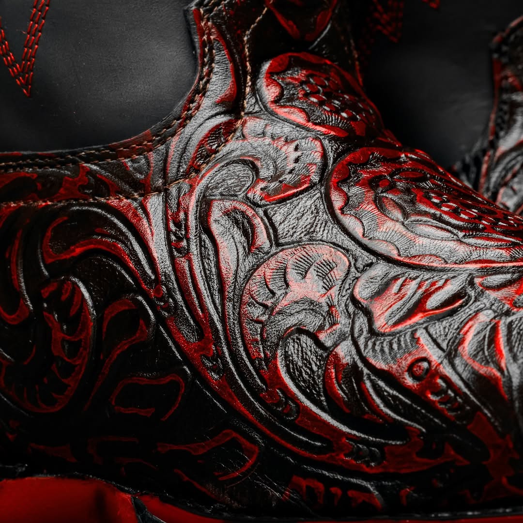 NEW Black Cherry Hand-Tooled Boots