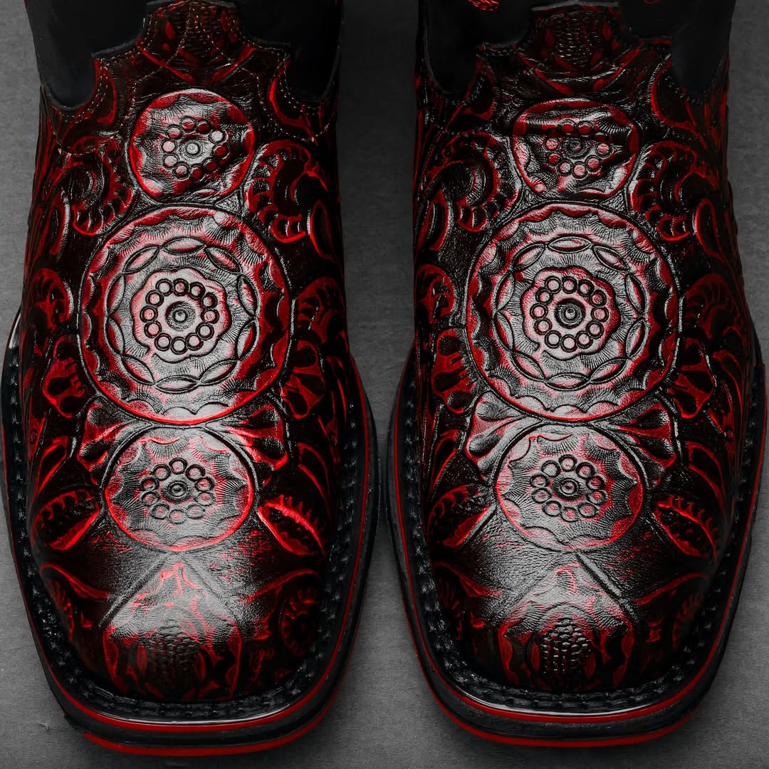 NEW Black Cherry Hand-Tooled Boots