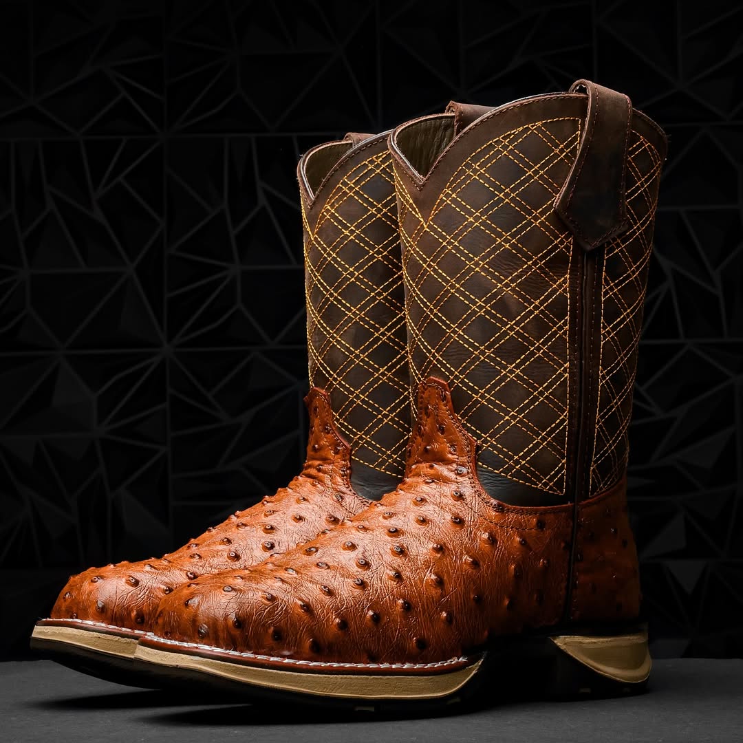 Men's Cognac Ostrich Boots