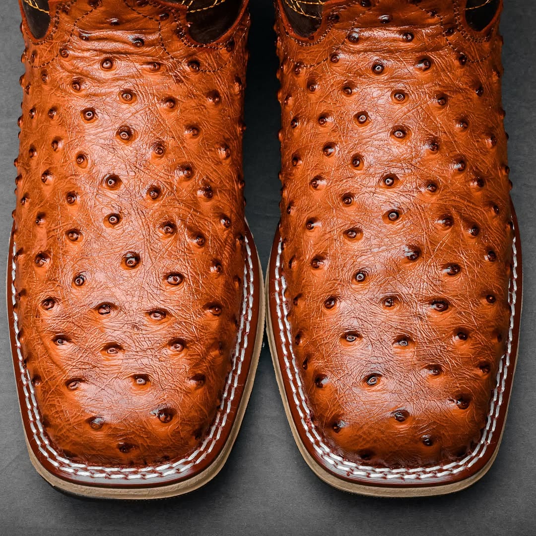 Men's Cognac Ostrich Boots