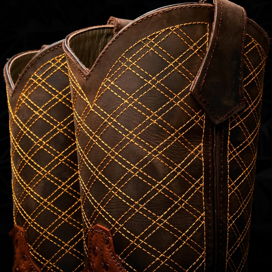 Men's Cognac Ostrich Boots
