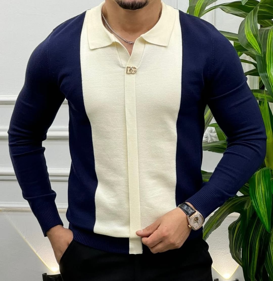 Men's Lapel Pullover Knitted Top