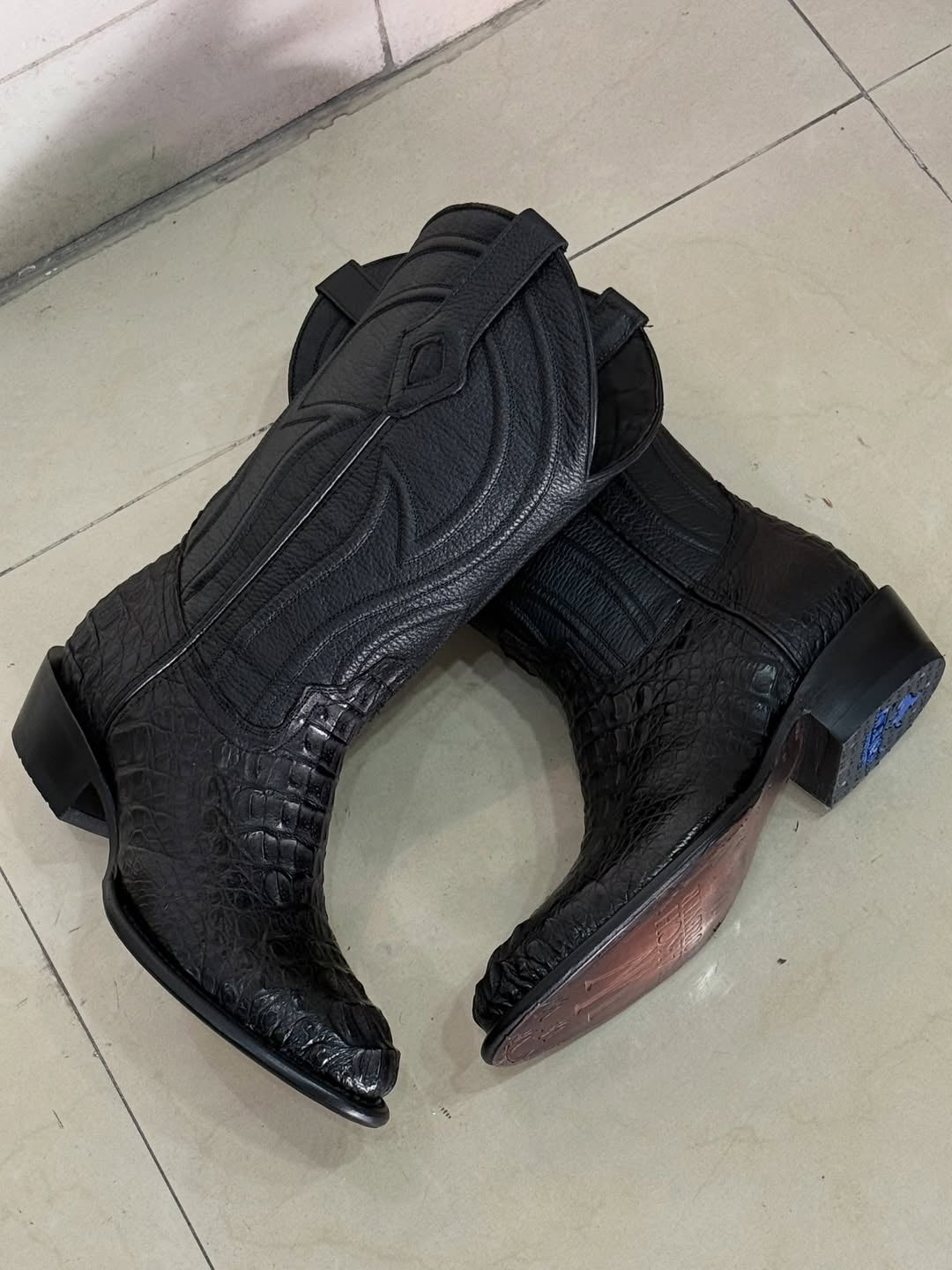 Men's Black Alligator Leather Cowboy Boots