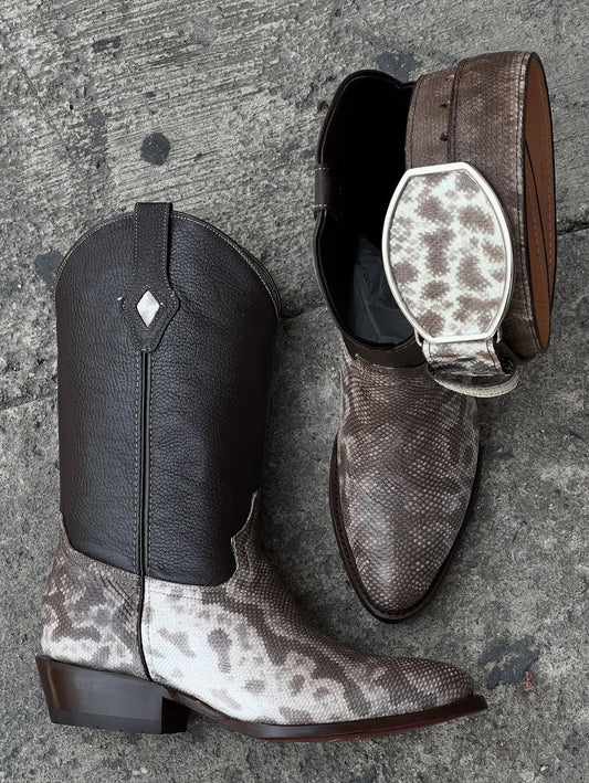 Men's Python Oval Toe Cowboy Boots