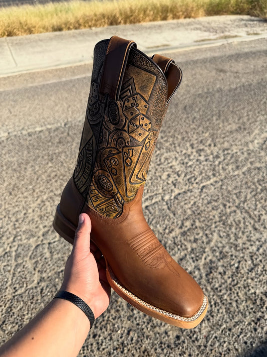 Brown Poker Western Cowboy Boots