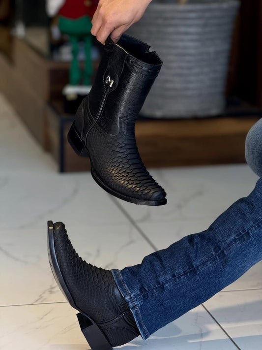 Original Black Python Cowboy Boots