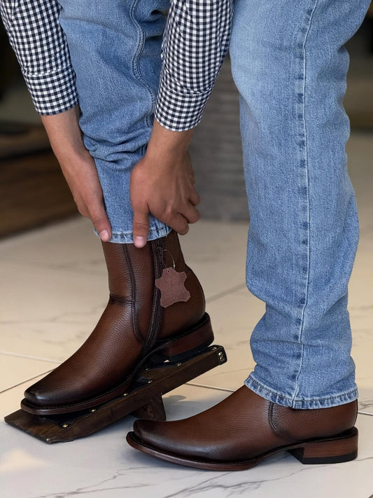 Brown Deerskin Ankle Boots