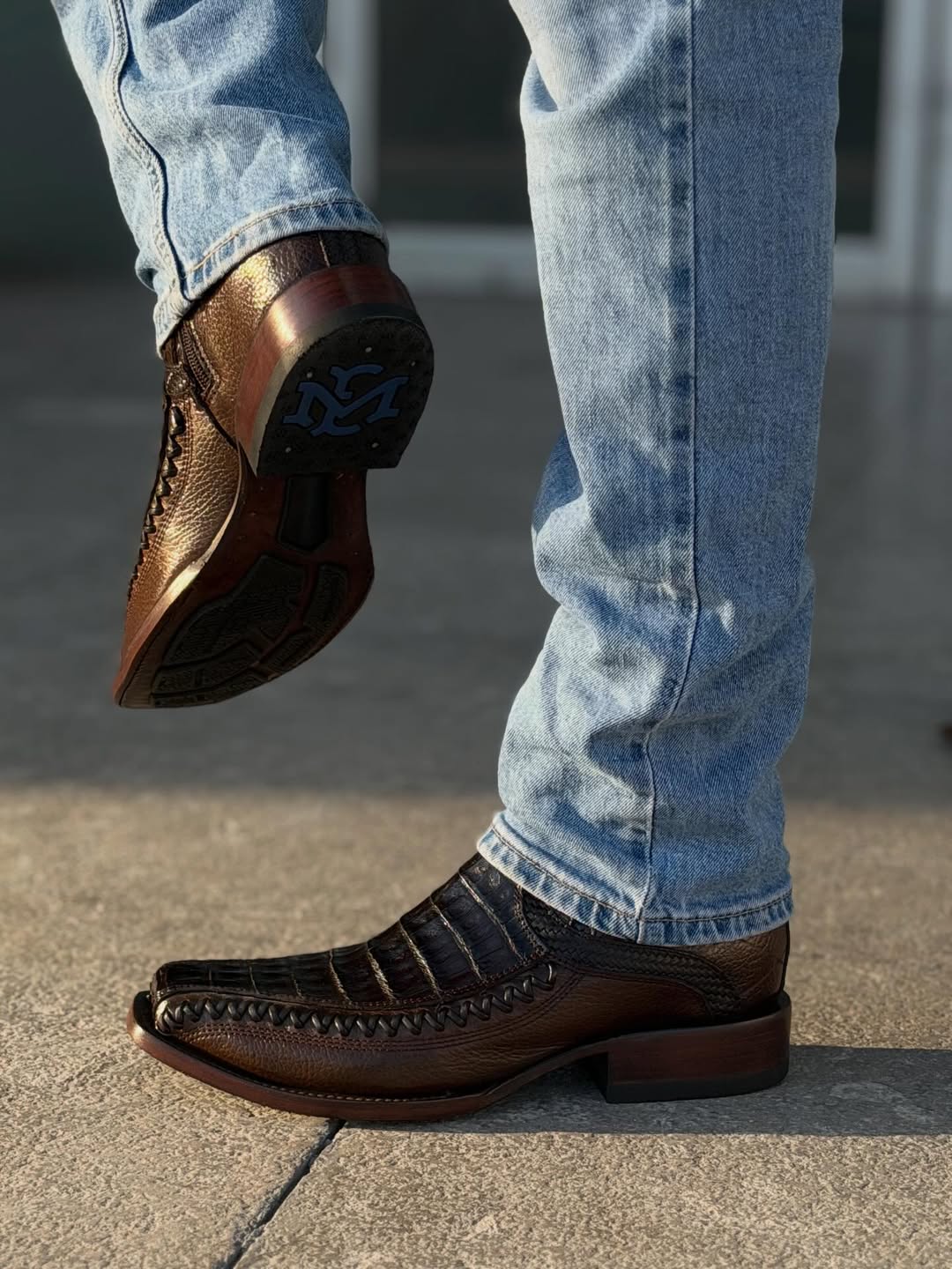 Men's Brown Crocodile Ankle Boots