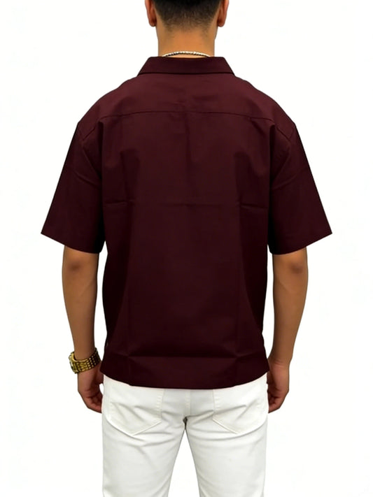 Men's Floral Embroidered Cuban Collar Shirt