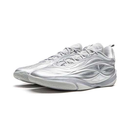 Men's Silver Metallic Stylish Wave Pattern Basketball Shoes