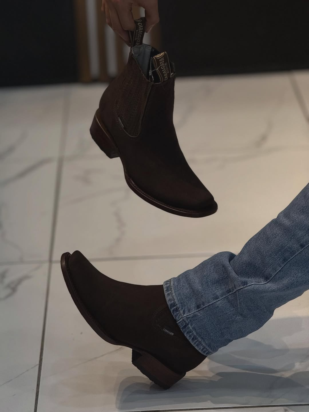 Men's Narrow Square Toe Stretch Ankle Boots