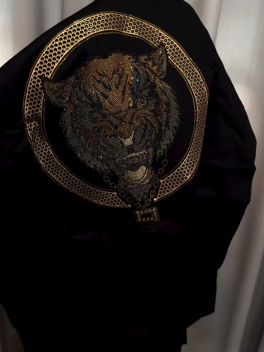 Men's Satin Tiger Sequins Shirt