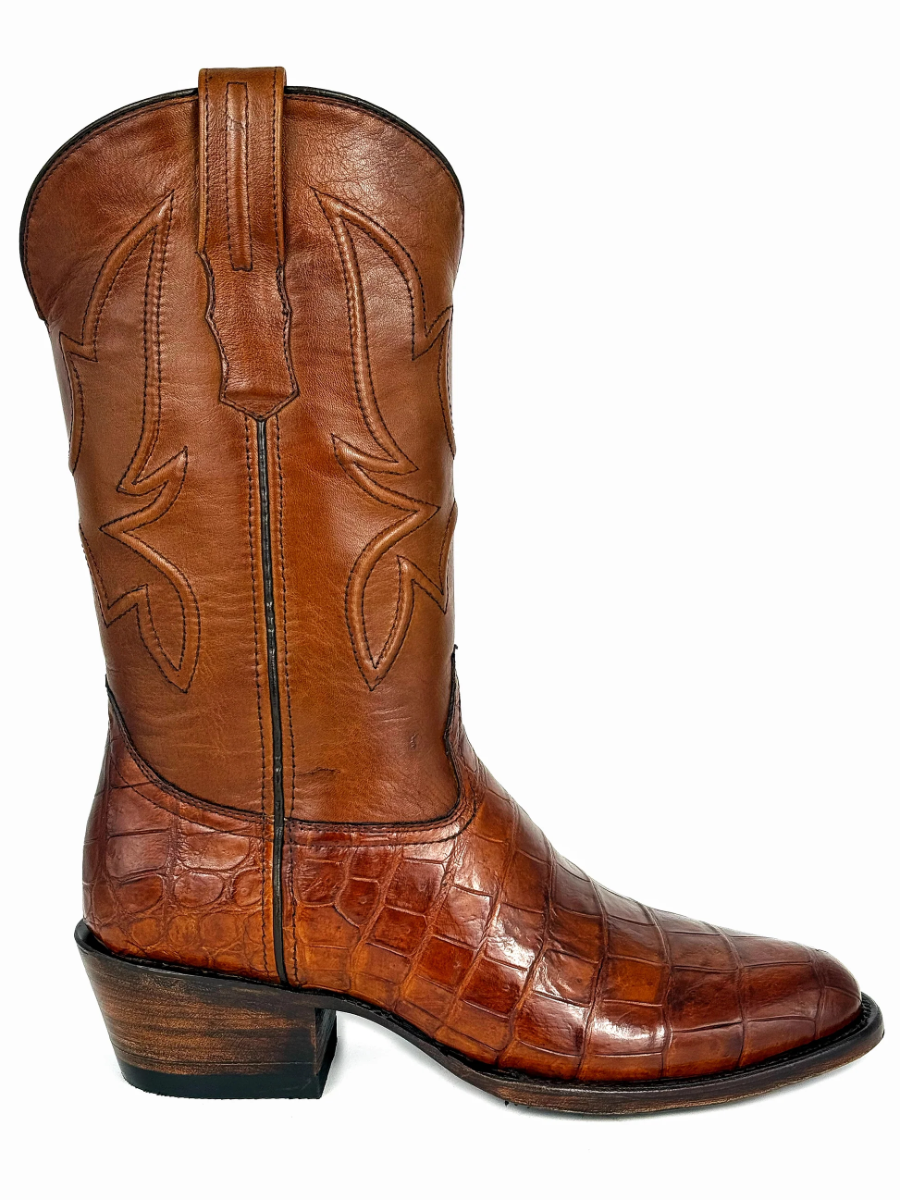 Men's Crocodile Oval Toe Cowboy Boots