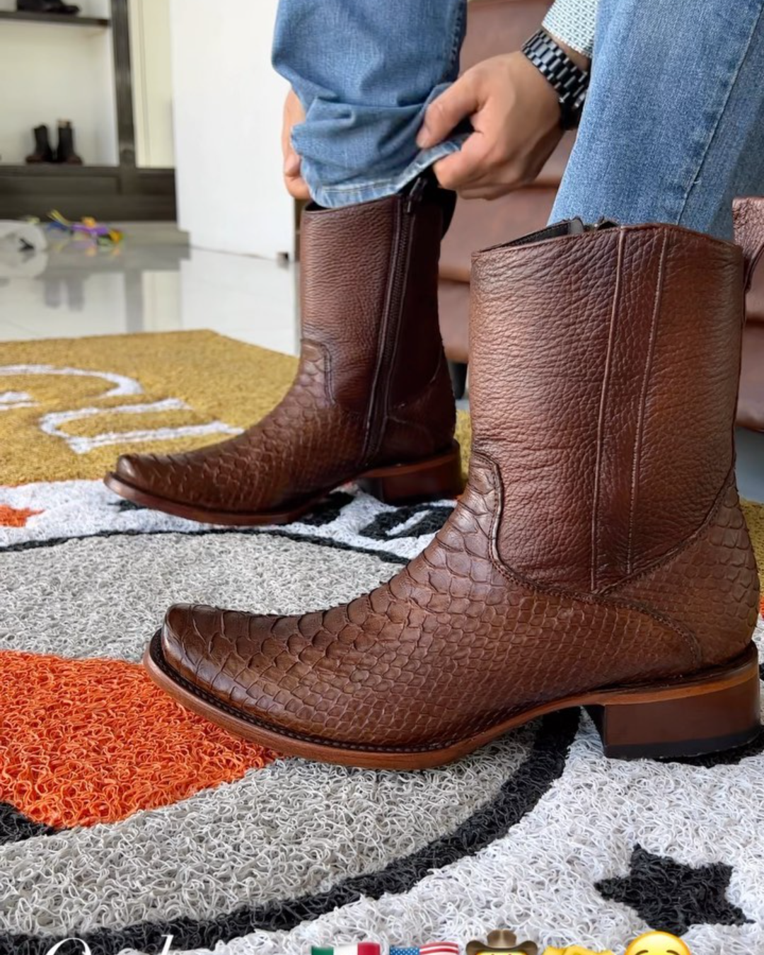 Men's Python Leather Cowboy Boots