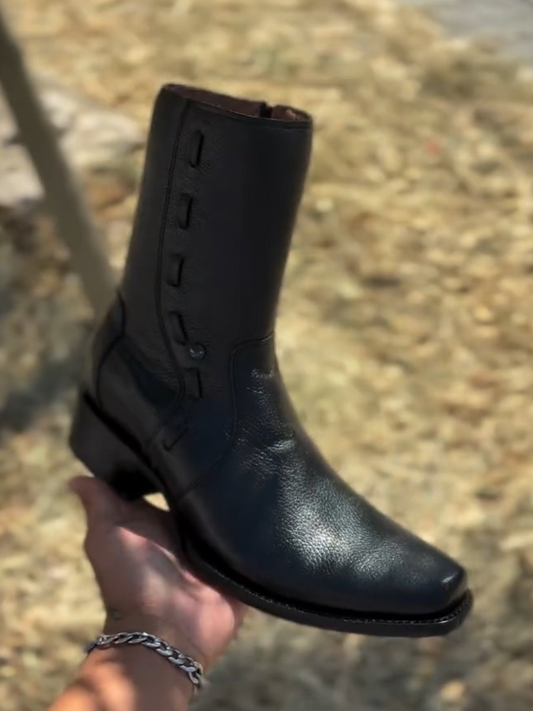 Narrow Square Toe Deerskin Cowboy Boots