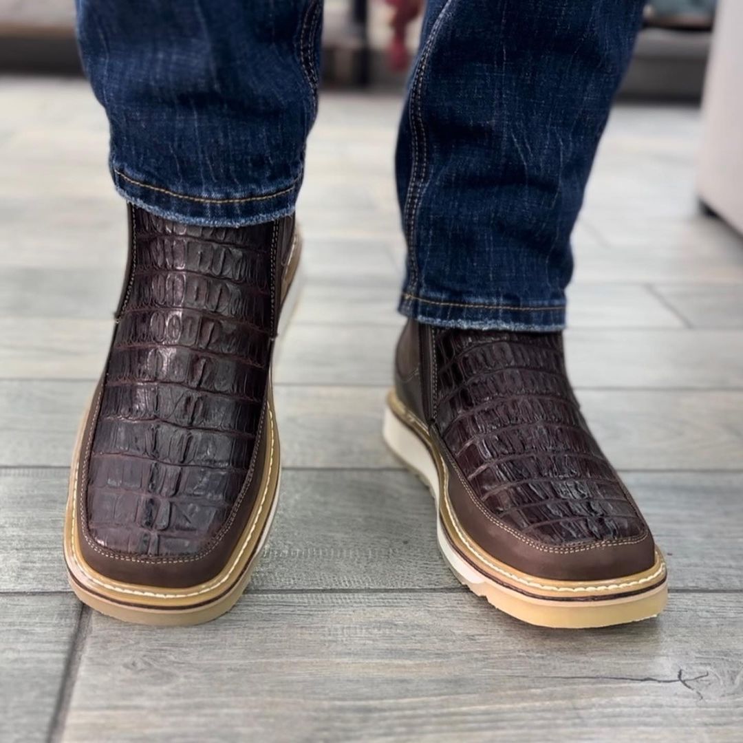Men's Square Toe Leather Ankle Boots