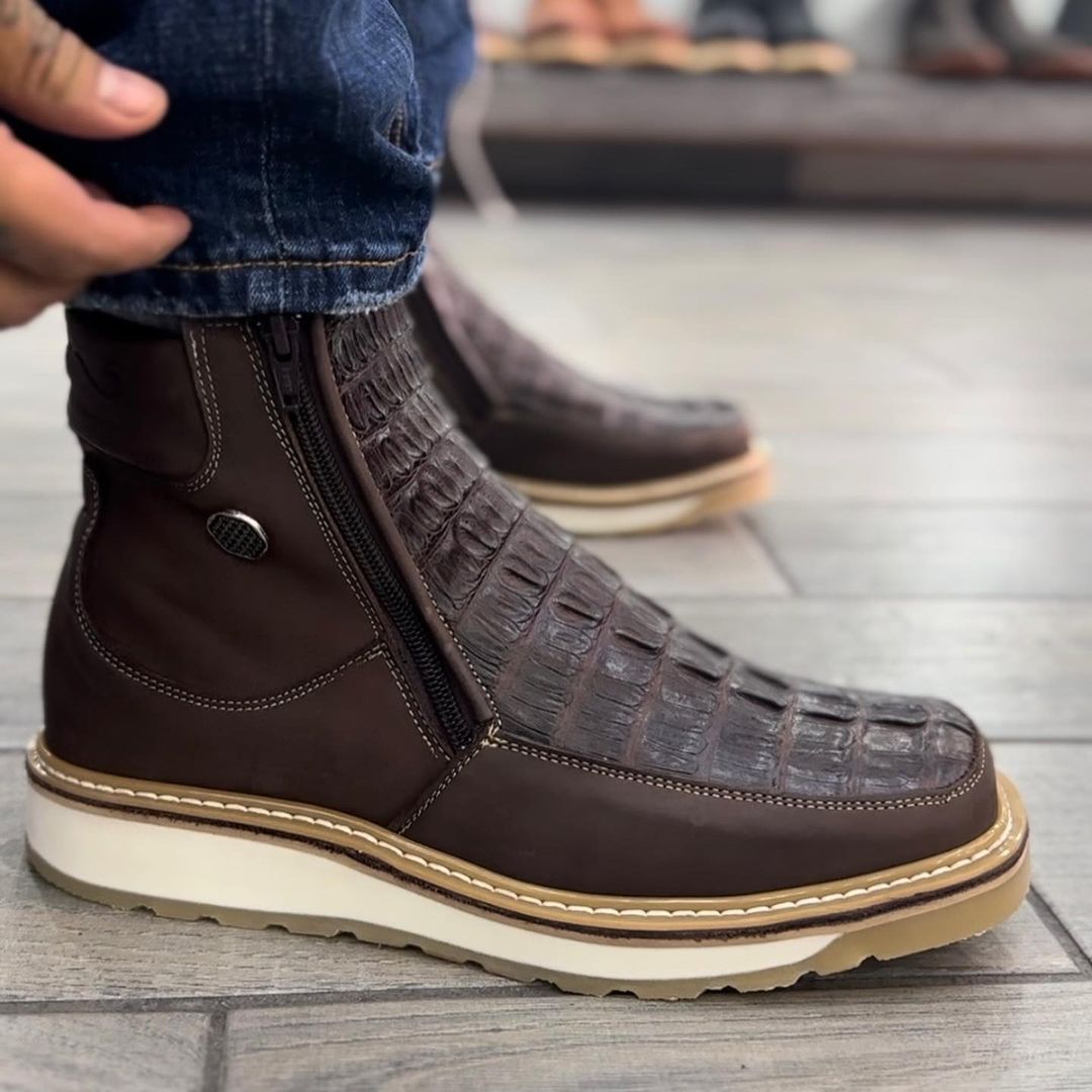 Men's Square Toe Leather Ankle Boots