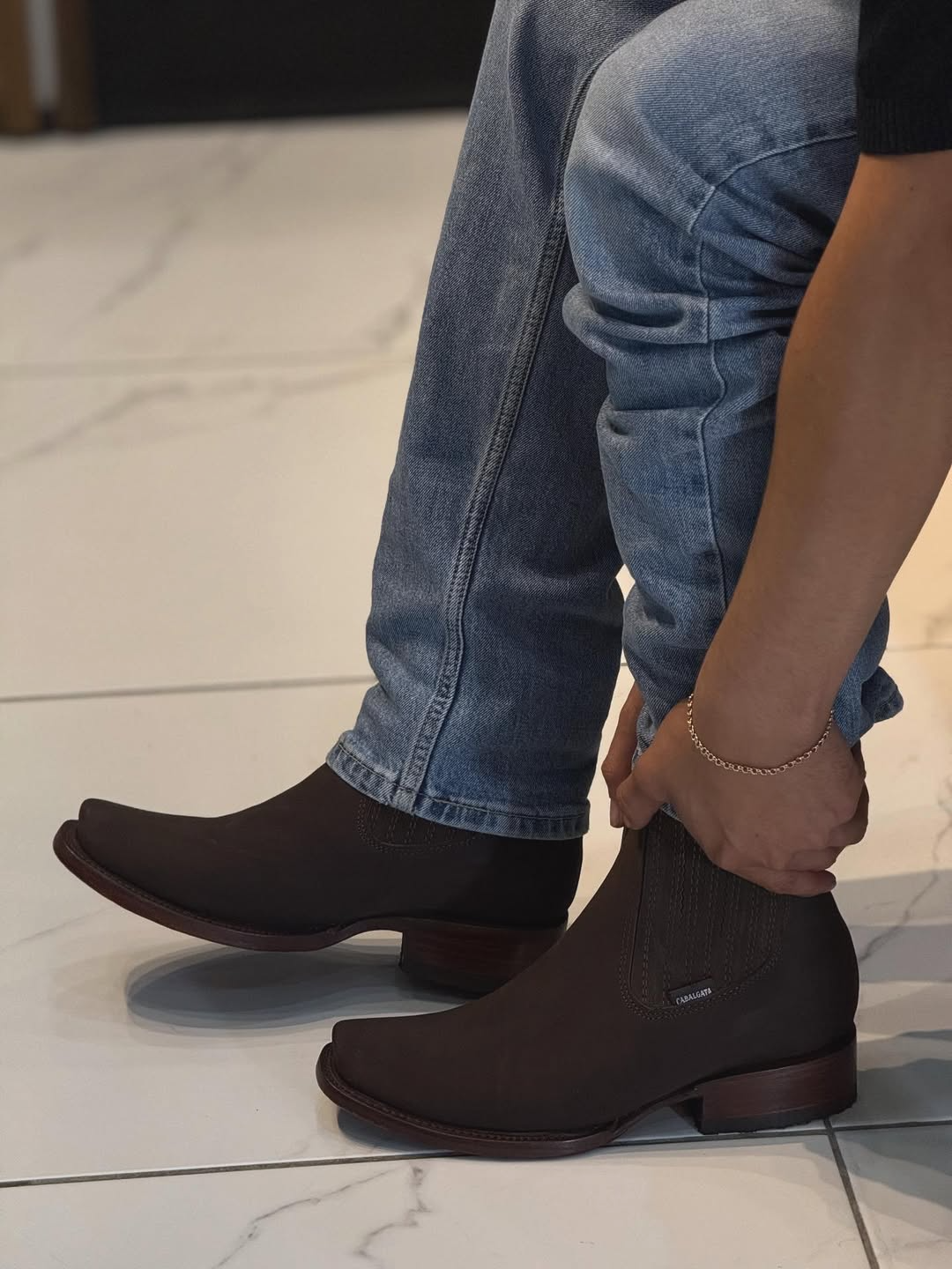 Men's Narrow Square Toe Stretch Ankle Boots