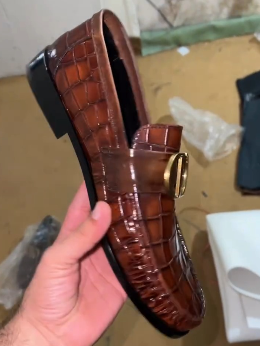 Men's Brown Crocodile Loafers