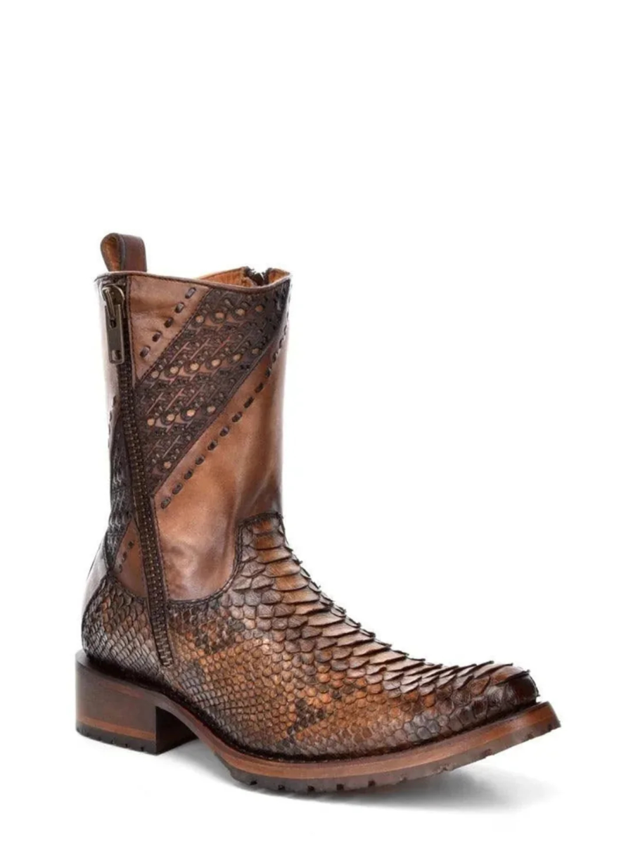 Men's Soft Leather Mid-Calf Exotic Boots