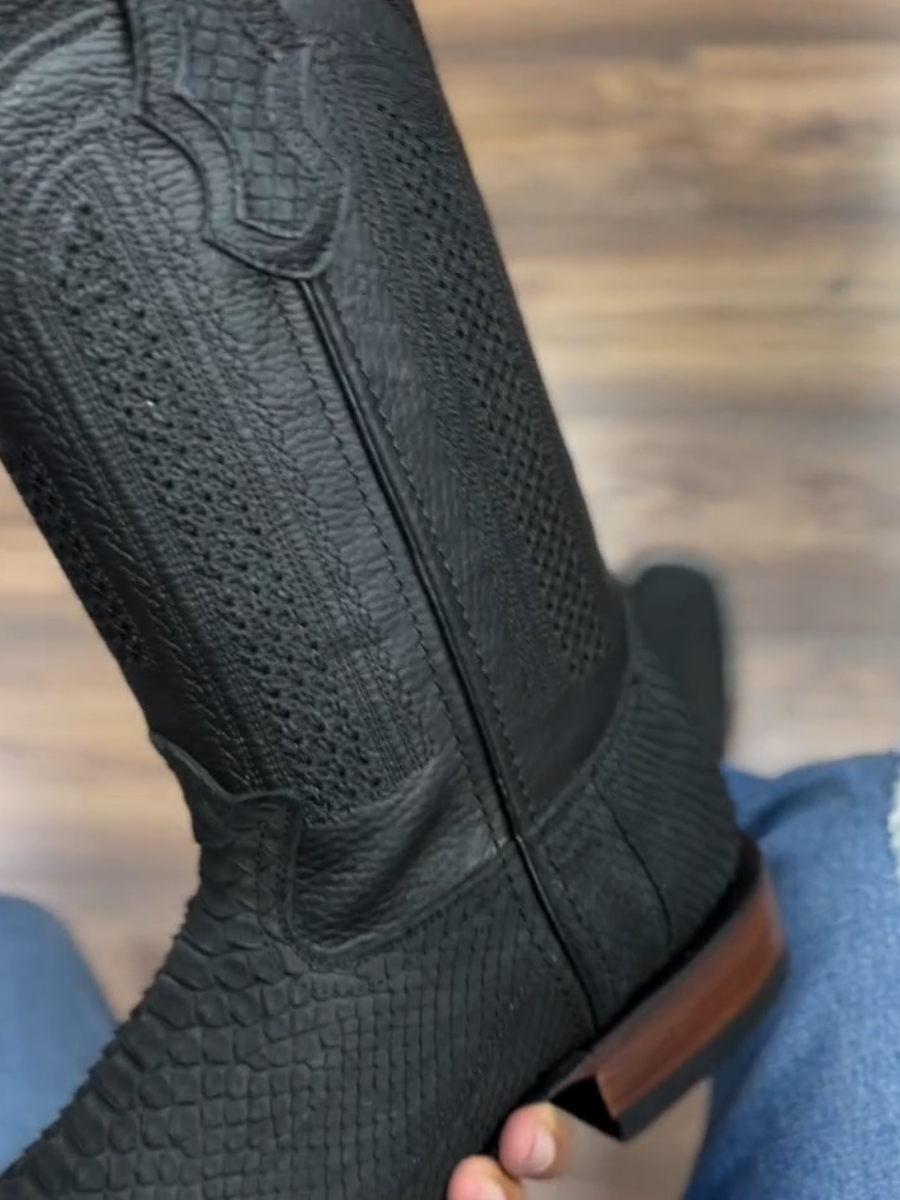 Men's Classic Black Crocodile Cowboy Boots