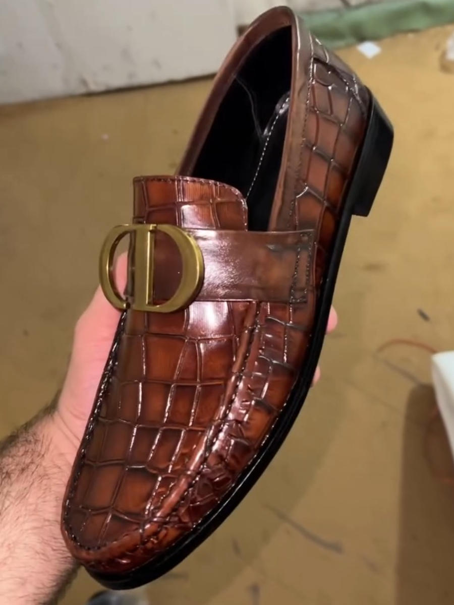 Men's Brown Crocodile Loafers