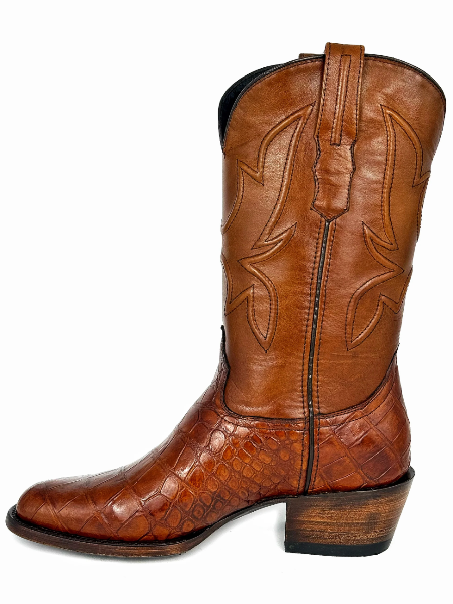 Men's Crocodile Oval Toe Cowboy Boots