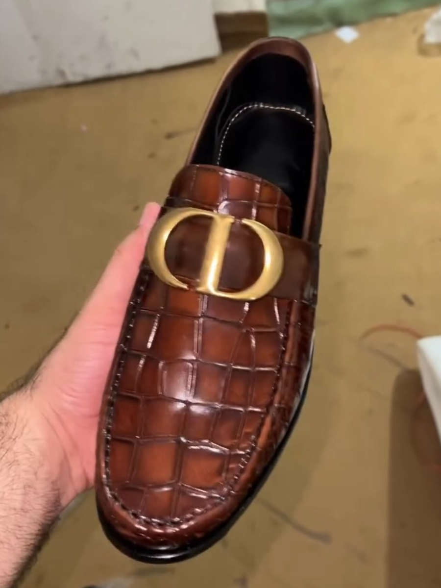 Men's Brown Crocodile Loafers