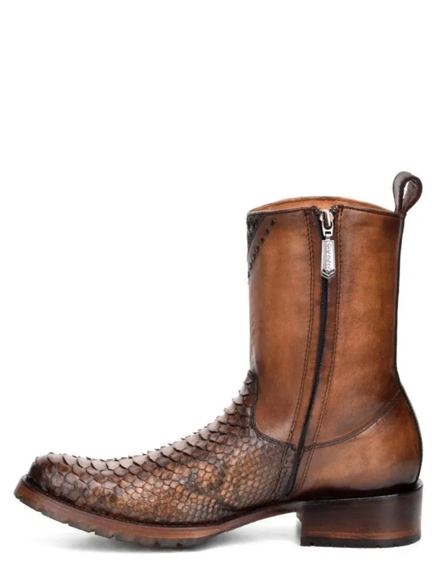 Men's Soft Leather Mid-Calf Exotic Boots