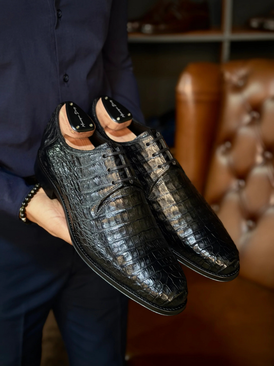 Handcrafted Crocodile Leather Men's Dress Shoes